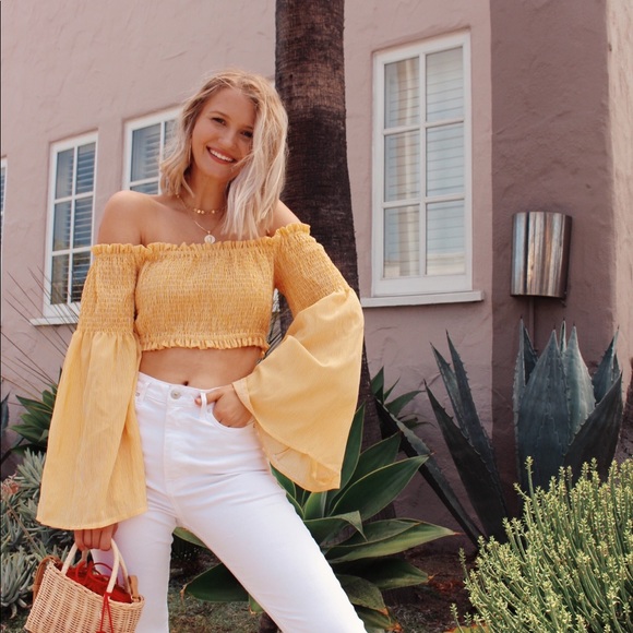 Yellow long sleeve off the shoulder blouse❤️ - Picture 2 of 3